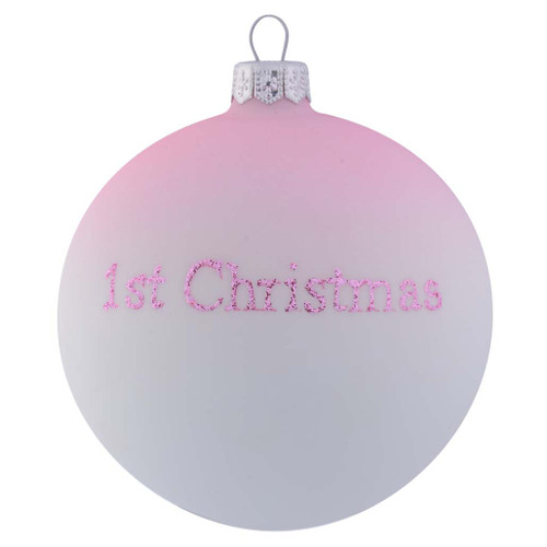 Baby Girl 1st Christmas Personalised Christmas Bauble Baby Pink personalised back