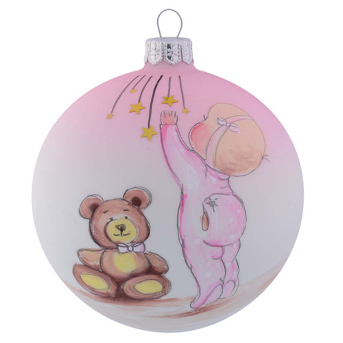 Baby Girl 1st Christmas Personalised Christmas Bauble Baby Pink