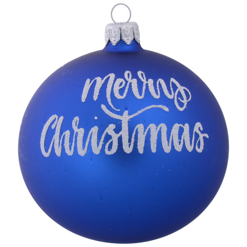 Blue Christmas Tree with Gold Tinsel Personalised  Christmas Bauble 10cm front with name