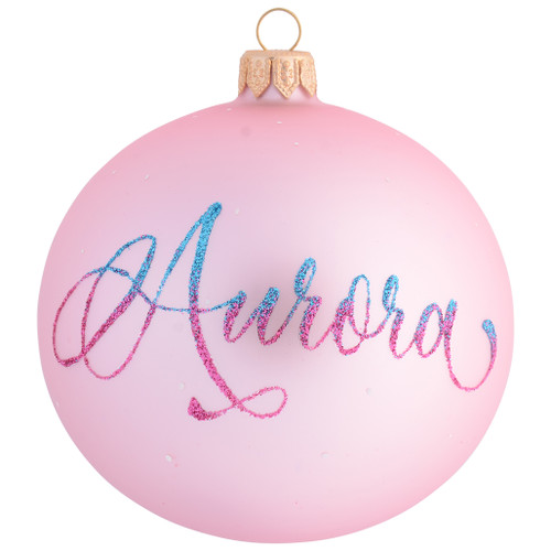 cute reindeer with bells on pink bauble 10cm front