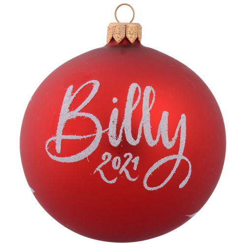 Santa with Children's Wishlist Personalised Christmas Bauble Red  10cm front