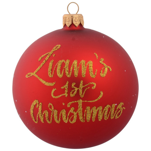 Santa with Children's Wishlist Personalised Christmas Bauble Red  10cm with name 2