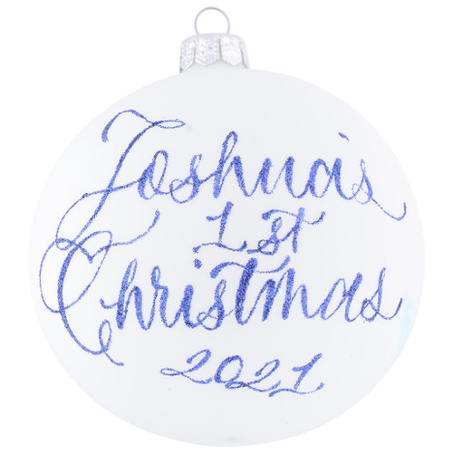 Dinosaur Tangled in Lights for Boys Christmas Bauble White 10cm personalised 3