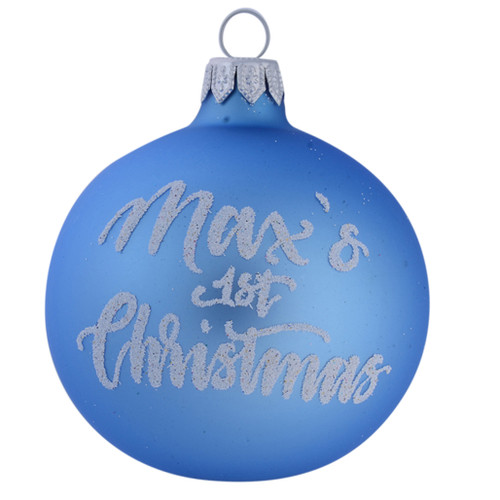 Baby Blue Plain Personalised Christmas Bauble with name