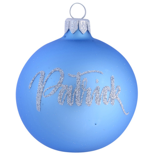 Baby Blue Plain Personalised Christmas Bauble with name