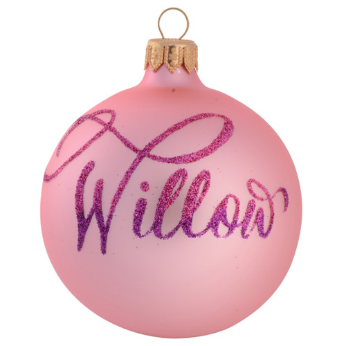 Baby Pink Plain Personalised Christmas Bauble 10cm with name