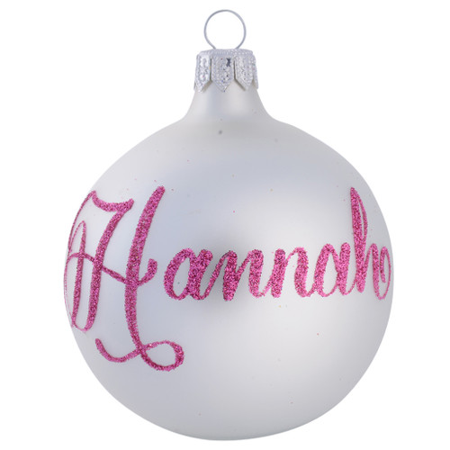white christmas bauble 10cm personalised