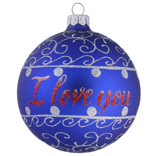 Dark Blue Personalised Christmas Bauble with Silver Ornamental Pattern 10cm with name