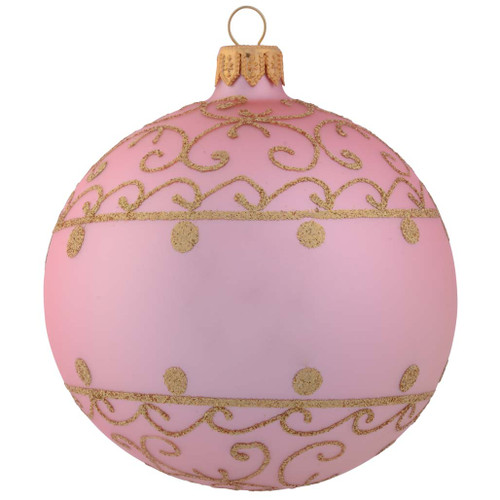 pink christmas bauble with silver ornamental