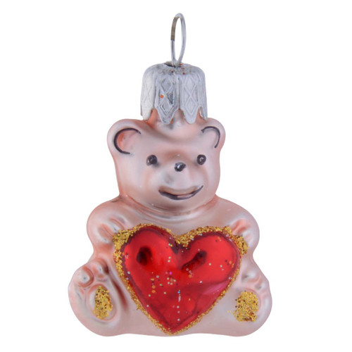 Pink Heart with Red Pattern - Charm - 4cm