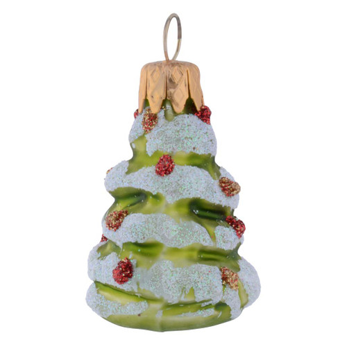 Green Christmas Tree Covered in Snow - Charm - 4cm