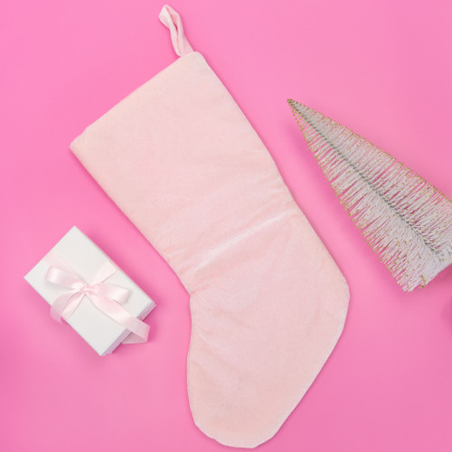 pink personalised christmas stocking with bear back