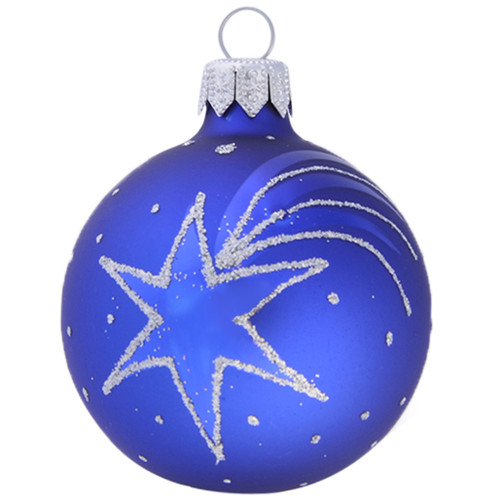blue shooting star personalised christmas bauble 6cm