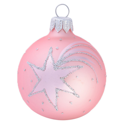 baby pink shooting star personalised christmas bauble 6cm