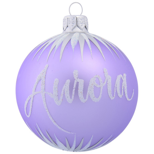 Lavender Personalised Christmas Bauble with White Icicles 8cm