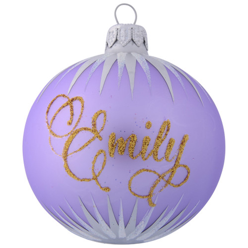 Lavender Personalised Christmas Bauble with White Icicles 8cm personalised 4