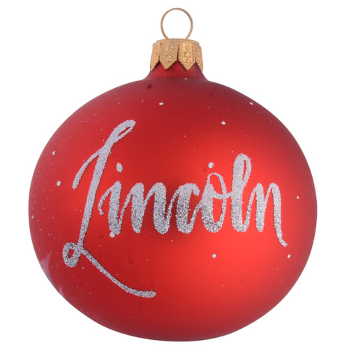 red personalised christmas bauble with santa 2
