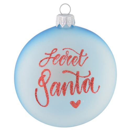 Baby Blue Personalised Christmas Bauble with Santa - 8cm