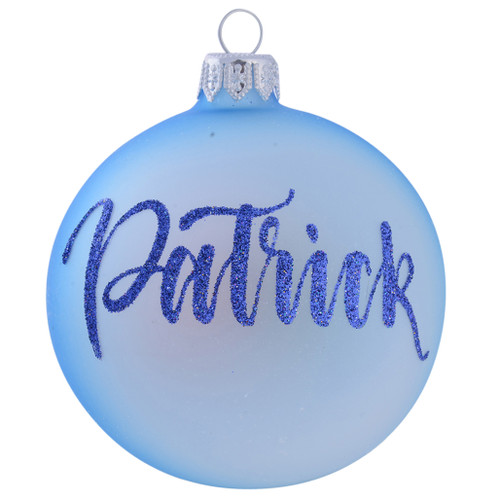personalised bauble with santa in baby blue