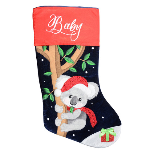personalised christmas stocking with koala