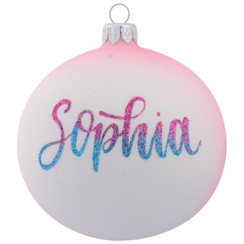 personalised bauble teddy bear with pink present