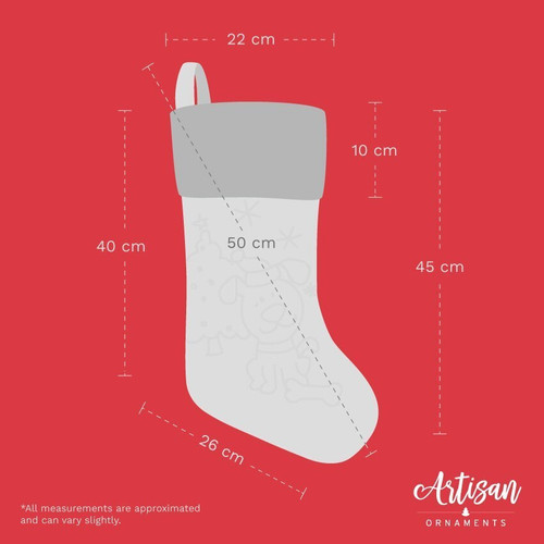 artisan ornaments stocking dimensions diagram