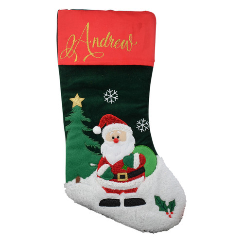 santa with toy sack personalised christmas stocking with writing