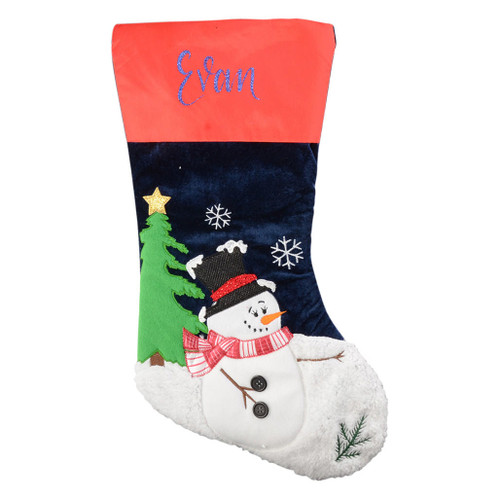 christmas stocking with happy snowman