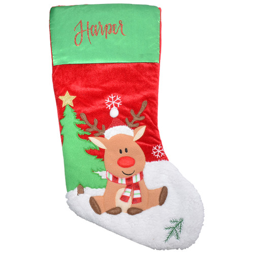 christmas stocking with reindeer personalised