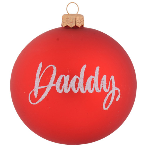 Cute moose with scarf on red bauble 10cm front