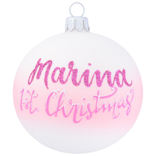 1st Christmas - Pink & White - 8cm