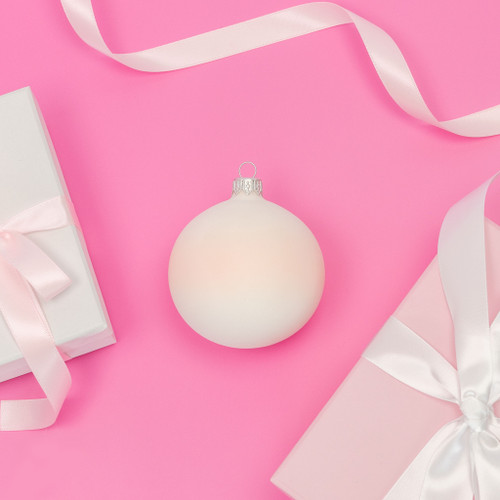 white and pink personalised 1st christmas bauble with name back