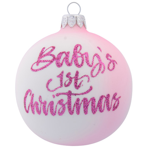 Teddy Bear with Pink Present for Girls Personalised Christmas Bauble - Baby Pink - 8cm personalised 1