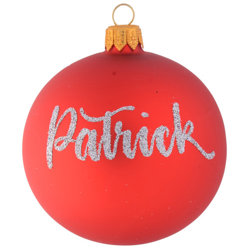 Cute Moose with Blue Scarf Personalised Christmas Bauble - Red - 8cm