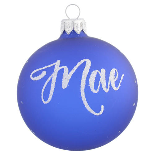 Frosted Blue Personalised Christmas Bauble with Silver Snowflakes - 8cm