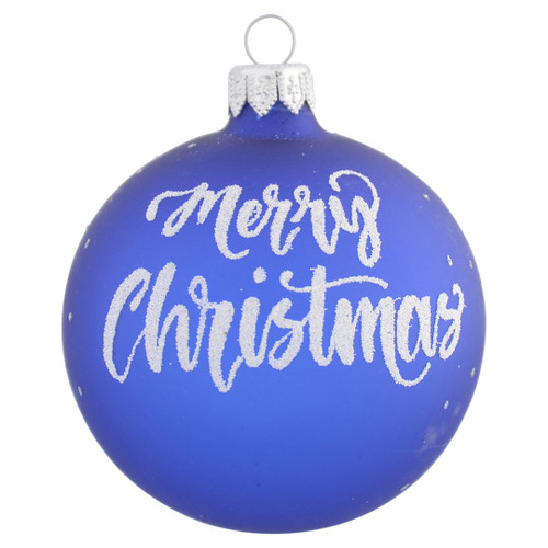 Frosted Blue Personalised Christmas Bauble with Silver Snowflakes - 8cm