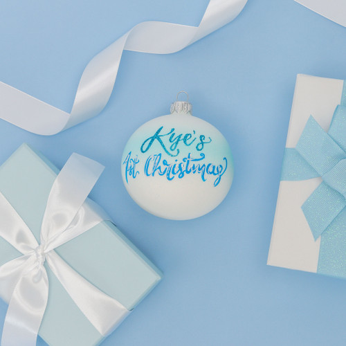 Baby Blue & White 1st Christmas Ornament - 8cm