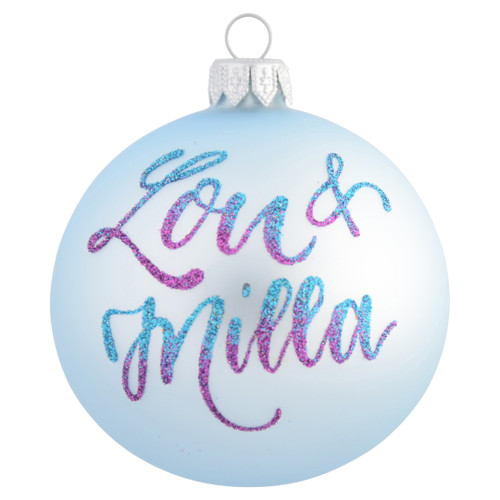 Baby Blue Dog Silhouette Personalised Christmas Bauble - 8cm