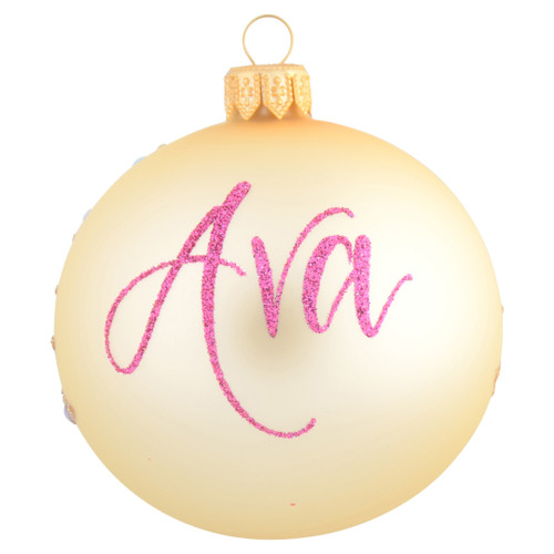 Cream Gold Christmas Tree Personalised Christmas Bauble - 8cm
