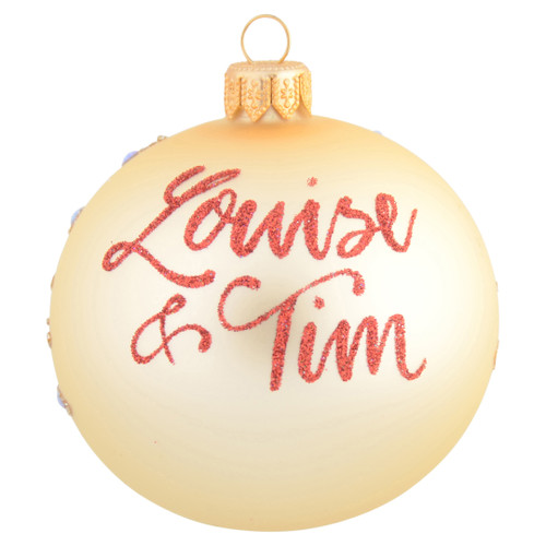 Cream Gold Christmas Tree Personalised Christmas Bauble - 8cm