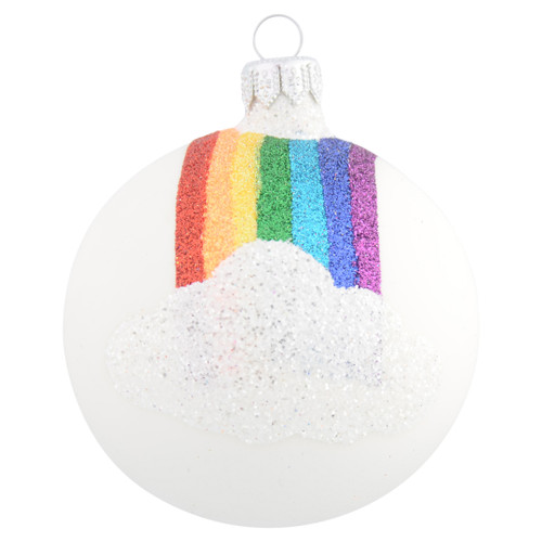 White Rainbow Ornament Personalised Bauble - 8cm
