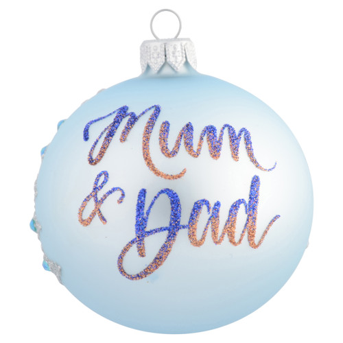 Light Blue Ornament with Silver Christmas Tree Personalised Bauble - 8cm