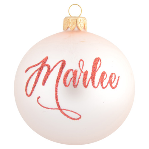 Teddy Bear on Rocking Horse Personalised Christmas Bauble - Baby Pink - 8cm front