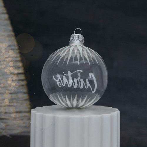 Clear Personalised Christmas Bauble with Icicles - 8cm back