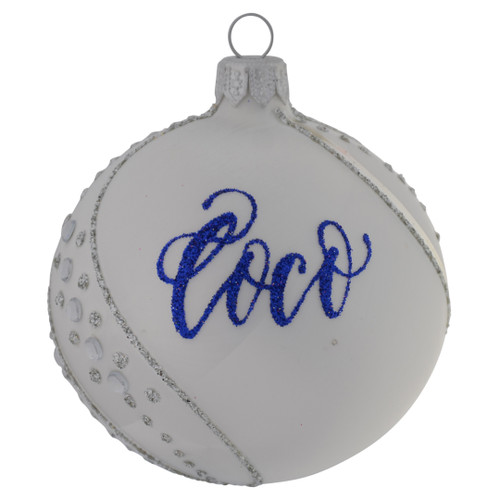 White Personalised Christmas Bauble with Jewels - 8cm - Personalised 2