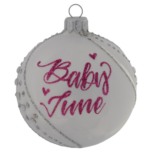 White Personalised Christmas Bauble with Jewels - 8cm - Personalised