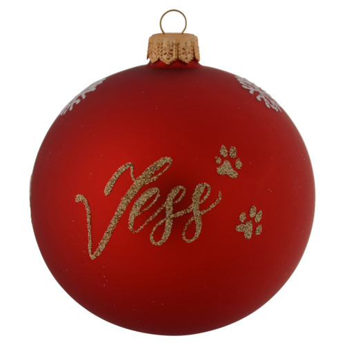 Large Red Puppy Personalised Christmas Bauble - 10cm - Front