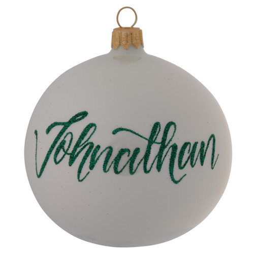 Pearl White Personalised Christmas Bauble with Gold Stars - 10cm - Front