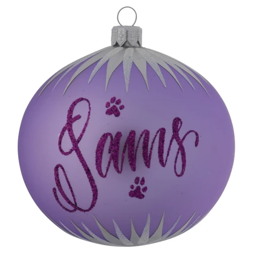 Lavender Personalised Christmas Bauble with White Icicles - 10cm
