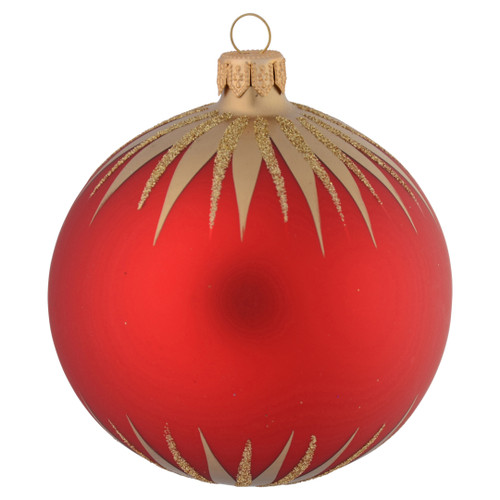 Red Personalised Christmas Bauble with Gold Icicles - 10cm